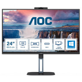 Monitor AOC 24V5CW/BK - 23,8"/1920x1080 (Full HD)/75Hz/IPS/FreeSync/4 ms/pivot/kamera/Czarny