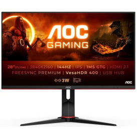 Monitor AOC U28G2XU2/BK - 28"/3840x2160 (4K)/144Hz/IPS/HDR/1 ms/pivot/Czerwony