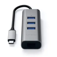 Hub USB-C Satechi Aluminium Hub 2in1 ST-TC2N1USB31AM - 3x USB-A, RJ-45, Szary