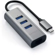 Hub USB-C Satechi Aluminium Hub 2in1 ST-TC2N1USB31AM - 3x USB-A, RJ-45, Szary