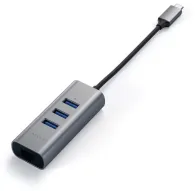 Hub USB-C Satechi Aluminium Hub 2in1 ST-TC2N1USB31AM - 3x USB-A, RJ-45, Szary