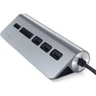 Replikator portów Satechi Aluminium Hub Combo ST-TCHCRM - USB-C, 3x USB-A, czytniki kart microSD i SD, Szary