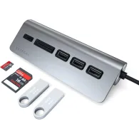 Replikator portów Satechi Aluminium Hub Combo ST-TCHCRM - USB-C, 3x USB-A, czytniki kart microSD i SD, Szary