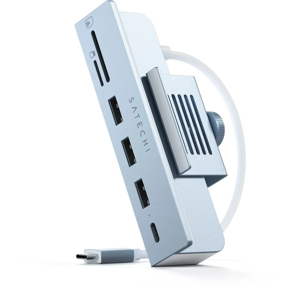 Replikator portów Satechi USB-C Clamp Hub ST-UCICHB - Hub do iMac M1 i M3 24" i 27" Studio Display 2022 USB-C, Niebieski Replikator portów Satechi USB-C Clamp Hub ST-UCICHB - Hub do iMac M1 i M3 24" i 27" Studio Display 2022 USB-C, Niebieski