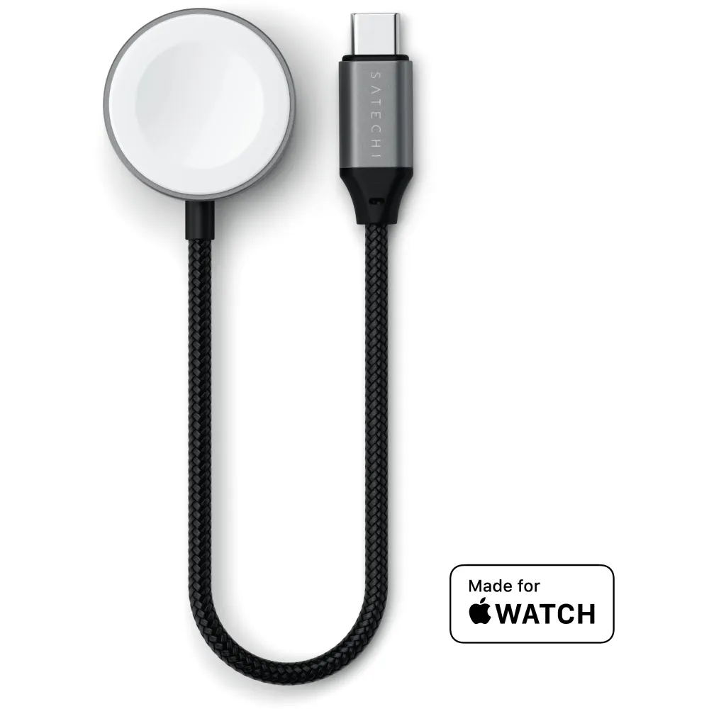 Kabel ładowania Satechi USB-C Fast Charging Cable ST-QCAWM - do Apple Watch, 5W, 20 cm, Szary Kabel ładowania Satechi USB-C Fast Charging Cable ST-QCAWM - do Apple Watch, 5W, 20 cm, Szary