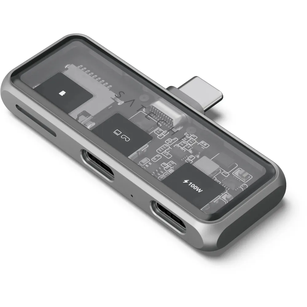 Hub USB-C Satechi Mobile XR Hub with microSD Reader ST-HXRSDM - 1x USB-C 2.0 100W PD, 1x USB-C 3.0 DP 1.4 4K 60Hz, 1x microSD, Szary
