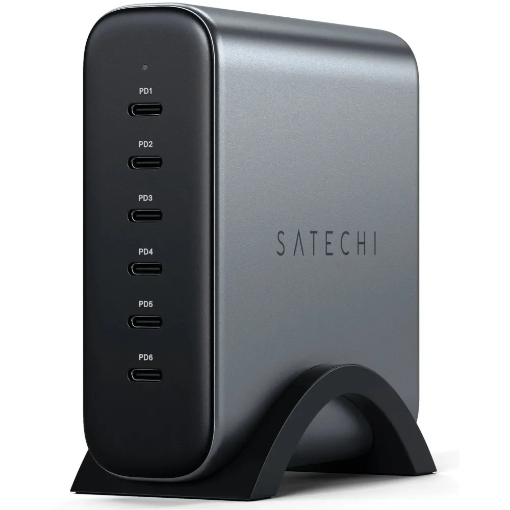 Ładowarka sieciowa Satechi 200W USB-C 6-Port GaN Charger ST-C200GM-EU - 6x USB-C, Szara