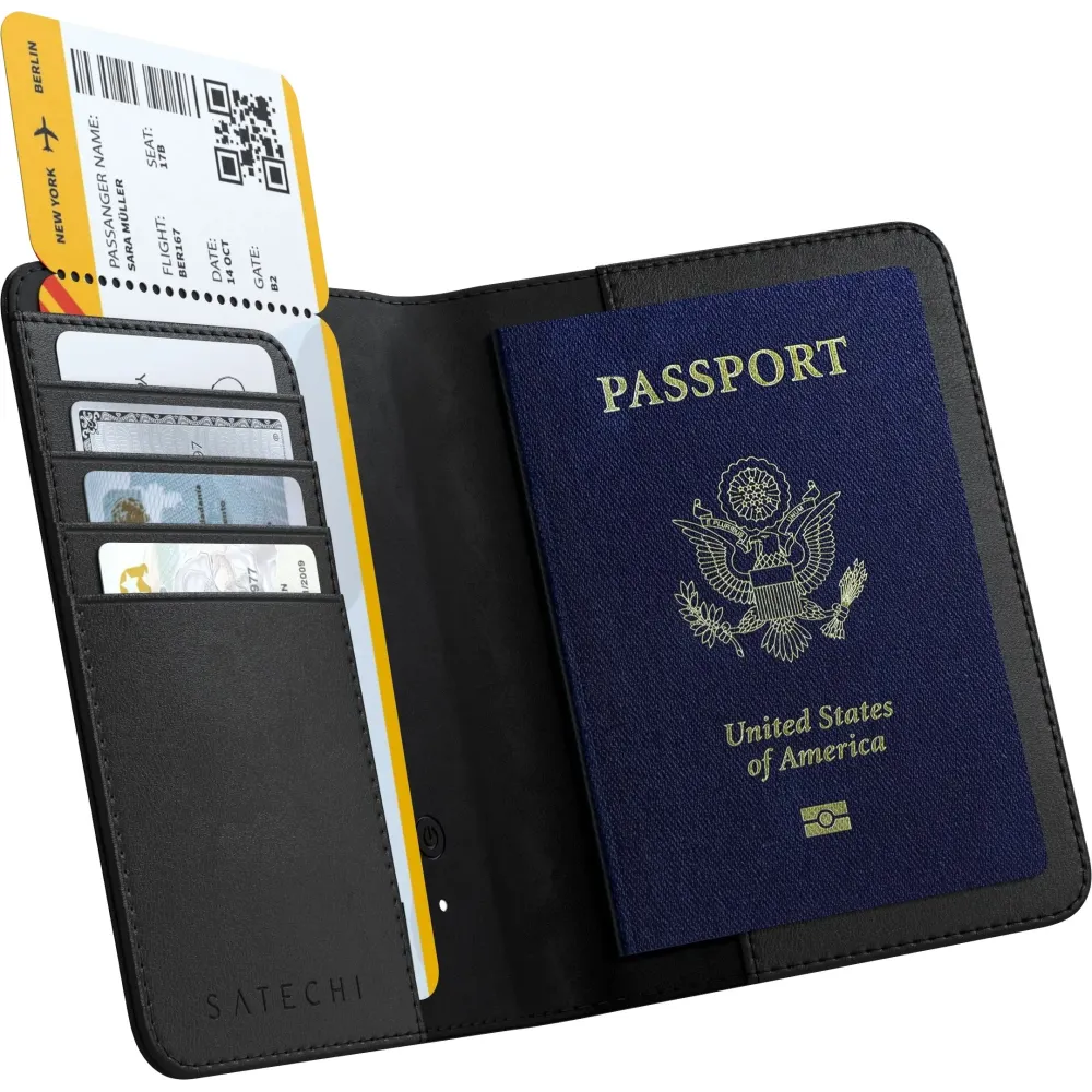 Etui na dokumenty z lokalizatorem Satechi Vegan-Leather FindAll Passport Cover ST-VPCK - kompatybilne z FindAll, Czarne