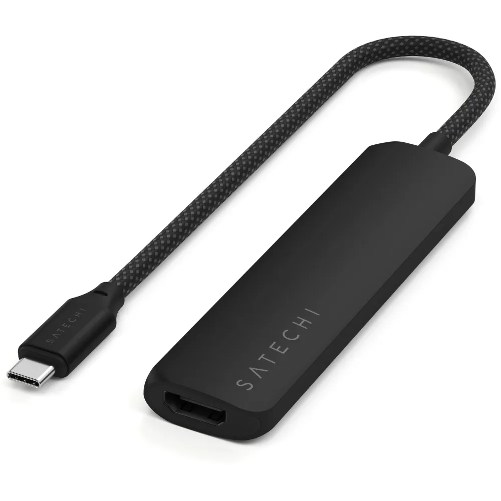 Replikator portów Satechi 4-in-1 USB-C Slim Multiport Adapter 4K ST-P4SK - USB-C, 2x USB-A, HDMI, Czrny Replikator portów Satechi 4-in-1 USB-C Slim Multiport Adapter 4K ST-P4SK - USB-C, 2x USB-A, HDMI, Czrny