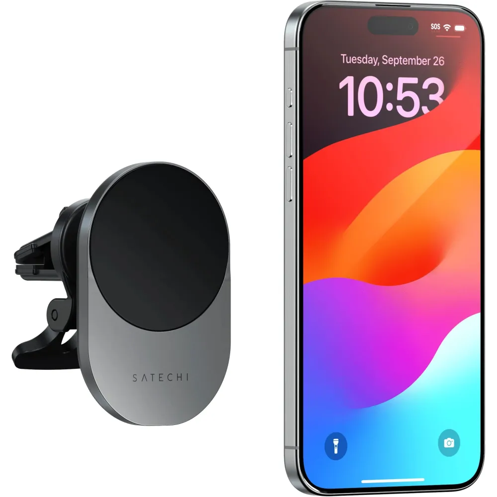 Bezprzewodowa ładowarka samochodowa Satechi Qi2 Wireless Car Charger ST-Q2CCM - 15W kompatybilna z MagSafe, Szara Bezprzewodowa ładowarka samochodowa Satechi Qi2 Wireless Car Charger ST-Q2CCM - 15W kompatybilna z MagSafe, Szara