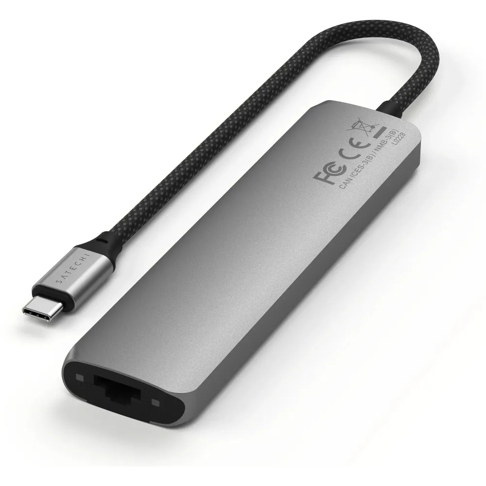 Replikator portów Satechi 7-in-1 USB-C Slim Multiport Adapter with Ethernet ST-P7SM - Szary