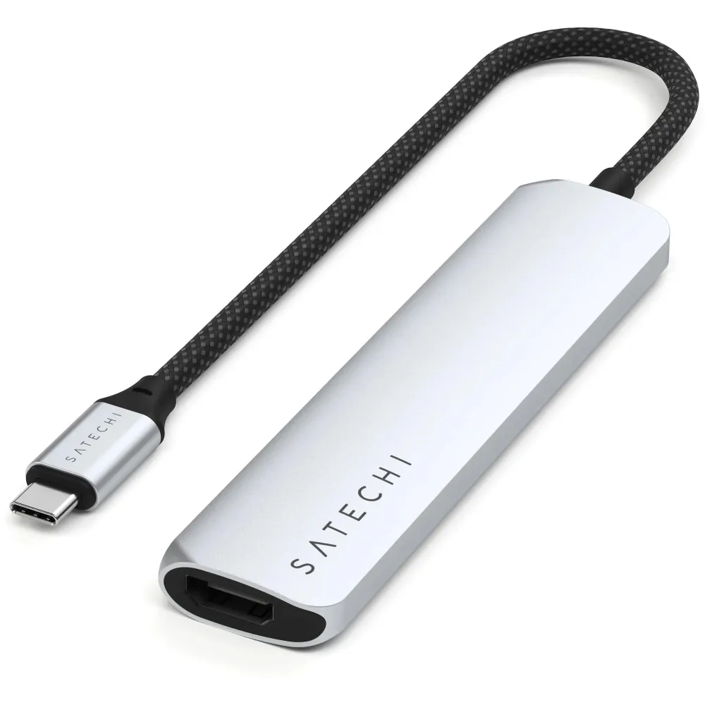 Replikator portów Satechi 6-in-1 USB-C Slim Multiport Adapter ST-P6SS - USB-C, 2x USB-A, HDMI, Czytnik microSD/SD, Srebrny Replikator portów Satechi 6-in-1 USB-C Slim Multiport Adapter ST-P6SS - USB-C, 2x USB-A, HDMI, Czytnik microSD/SD, Srebrny