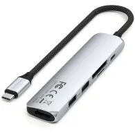 Replikator portów Satechi 6-in-1 USB-C Slim Multiport Adapter ST-P6SS - USB-C, 2x USB-A, HDMI, Czytnik microSD/SD, Srebrny