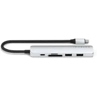 Replikator portów Satechi 6-in-1 USB-C Slim Multiport Adapter ST-P6SS - USB-C, 2x USB-A, HDMI, Czytnik microSD/SD, Srebrny