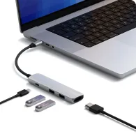 Replikator portów Satechi 4-in-1 USB-C Slim Multiport Adapter 4K ST-P4SS - USB-C, 2x USB-A, HDMI, Srebrny