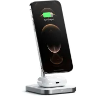 Podstawka ładująca Satechi Aluminum 2-in-1 Magnetic Wireless Charging Stand ST-WMCS2M - Biała|Srebrna