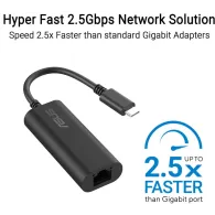 Karta sieciowa USB-C ASUS USB-C2500 V2 90IG0A60-MW0L0V - 2.5G/1G/100Mbps, Czarna