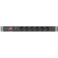 Listwa zasilająca Rack PDU Lanberg PDU-06F-0200-BK - 1U, 6 gniazg Typ F, wtyk Uni-schuko, przewód 2m