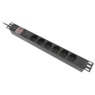 Listwa zasilająca Rack PDU Lanberg PDU-06F-0200-BK - 1U, 6 gniazg Typ F, wtyk Uni-schuko, przewód 2m
