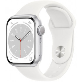 Smartwatch Apple Watch Series 8 45mm GPS aluminium w kolorze srebrnym z paskiem sportowym w kolorze białym - MP6N3WB/A