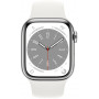 Smartwatch Apple Watch Series 8 45mm GPS + Cellular stal nierdz. w kolorze srebrnym z paskiem sportowym białym - zdjęcie poglądowe 1