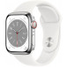 Smartwatch Apple Watch Series 8 41mm GPS + Cellular stal nierdzewna w kol. srebrnym z paskiem sportowym białym - MNJ53WB/A