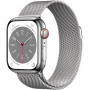 Smartwatch Apple Watch Series 8 41mm GPS + Cellular stal nierdzewna srebrny z bransoletą mediolańską srebrną - zdjęcie poglądowe 3