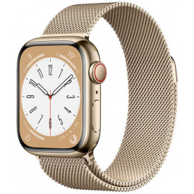 Smartwatch Apple Watch Series 8 41mm GPS + Cellular stal nierdzewna złoty z bransoletą mediolańską złotą - MNJF3WB/A