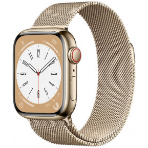 Smartwatch Apple Watch Series 8 41mm GPS + Cellular stal nierdzewna złoty z bransoletą mediolańską złotą - zdjęcie poglądowe 3