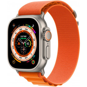 Smartwatch Apple Watch Ultra 49 mm GPS + Cellular tytan z opaską Alpine w kolorze pomarańczowym - Medium - MQFL3WB/A