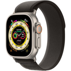 Smartwatch Apple Watch Ultra MQFX3WB/A - 49 mm GPS + Cellular tytan z opaską Trail w kolorze czarnym/szarym, M/L