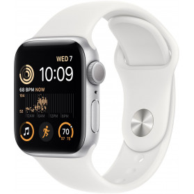 Smartwatch Apple Watch SE 40mm GPS + Cellular aluminium w kolorze srebrnym z paskiem sportowym w kolorze białym - MNPP3WB/A