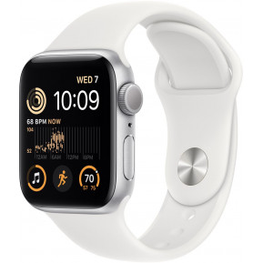 Smartwatch Apple Watch SE 40mm GPS + Cellular aluminium w kolorze srebrnym z paskiem sportowym w kolorze białym - zdjęcie poglądowe 3