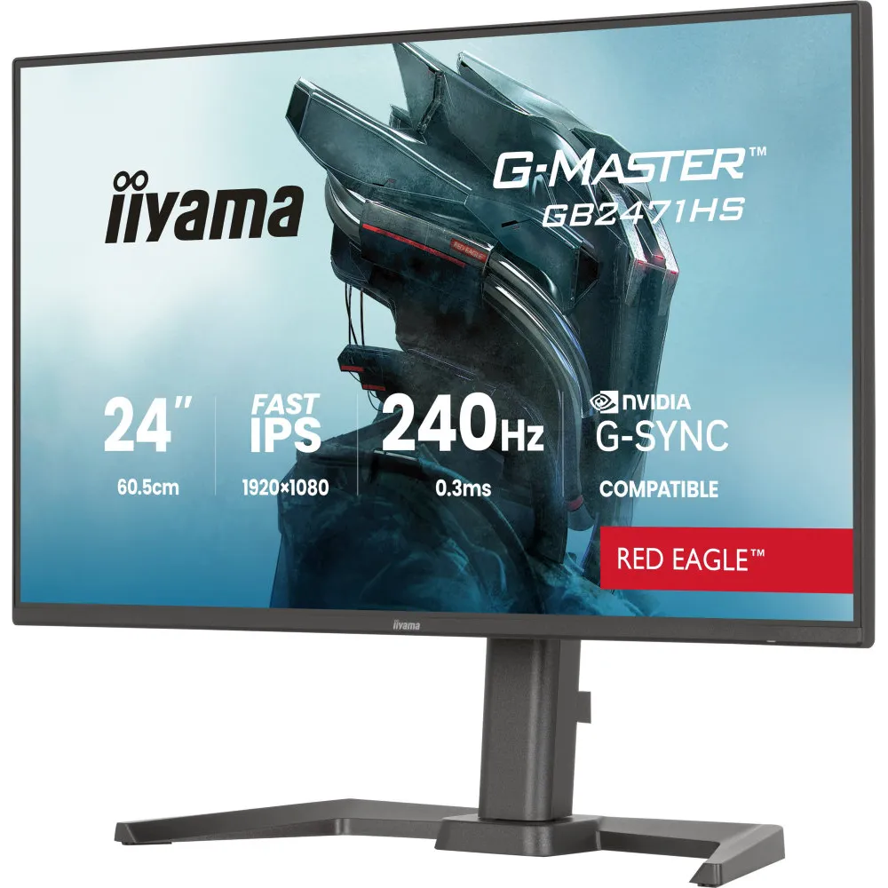 Monitor iiyama G-MASTER GB2471HS-B1 - 23,8"/1920x1080 (Full HD)/240Hz/Fast IPS/HDR/pivot/Czarny - zdjęcie
