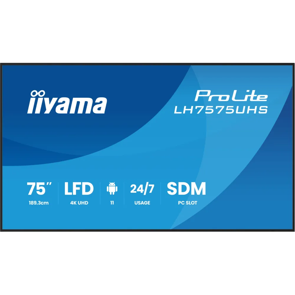 Monitor iiyama ProLite LH7575UHS-B2AG - 74,5"/3840x2160 (4K)/IPS/8 ms/Czarny - zdjęcie
