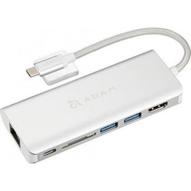 Stacja dokująca Adam Elements A01 USB-C AAPADHUBA01SL - 6 portów, Kolor srebrny - zdjęcie 1