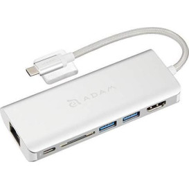 Stacja dokująca ADAM elements A01 USB-C AAPADHUBA01SL - 6 portów, Kolor srebrny