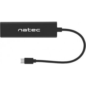 Replikator portów Natec Butterfly 1x RJ-45 3x USB-A 2.0 NHU-145 - Czarny - NHU-1451