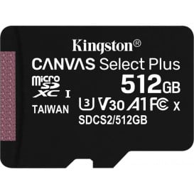 Karta Kingston Canvas Select Plus MicroSD 512 GB Class 10 UHS-I/U3 A1 V30 SDCS2/512GBSP - Czarna