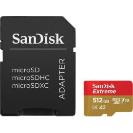 Karta pamięci SanDisk microSDXC Extreme 512GB + adapter SDSQXAV-512G-GN6MA - Kolor złoty, Czerwona