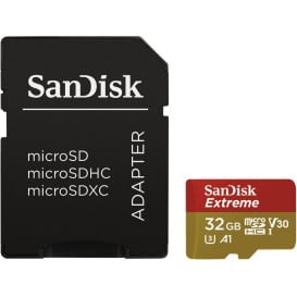 Karta pamięci SanDisk Extreme MicroSDHC 32 GB + adapter SDSQXAF-032G-GN6MA - Kolor złoty, Czerwona