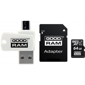 Karta pamięci GoodRAM All in One MicroSDXC 64 GB Class 10 UHS-I/U1 M1A4-0640R12 - Czarna, Biała
