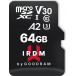 Karta pamięci GoodRAM IRDM M2AA MicroSDXC 64 GB Class 10 UHS-I/U3 A2 V30 IR-M2AA-0640R12 - Czarna