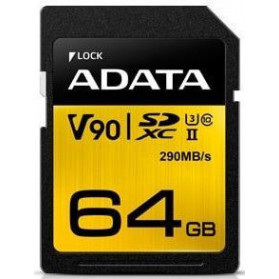 Karta ADATA Premier One SDXC 64 GB Class 10 UHS-II/U3 V90 ASDX64GUII3CL10-C - Kolor złoty, Czarna