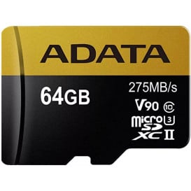 Karta pamięci ADATA microSD Premier ONE 64 GB + adapter AUSDX64GUII3CL10-CA1 - Kolor złoty, Czarna