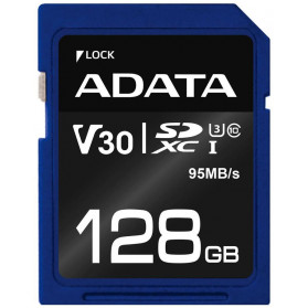 Karta pamięci ADATA Premier Pro SDXC 128GB ASDX128GUI3V30S-R - Niebieska, Czarna