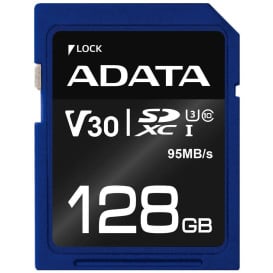 Karta pamięci ADATA Premier Pro SDXC 128GB ASDX128GUI3V30S-R - Niebieska, Czarna