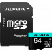 Karta ADATA Premier Pro MicroSDXC 64 GB Class 10 UHS-I/U3 A2 V30 AUSDX64GUI3V30SA2-RA1 - Czarna