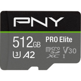 Karta pamięci PNY PRO Elite MicroSDXC 512 GB Class 10 P-SDUX512U3100PRO-GE - Szara, Czarna