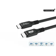 Kabel MicroConnect Premium USB-C USB3.2CC05 - USB-C 3.2 Gen 2x2, PD 100W, 20Gbps, 4K 60Hz, 50 cm, Czarny